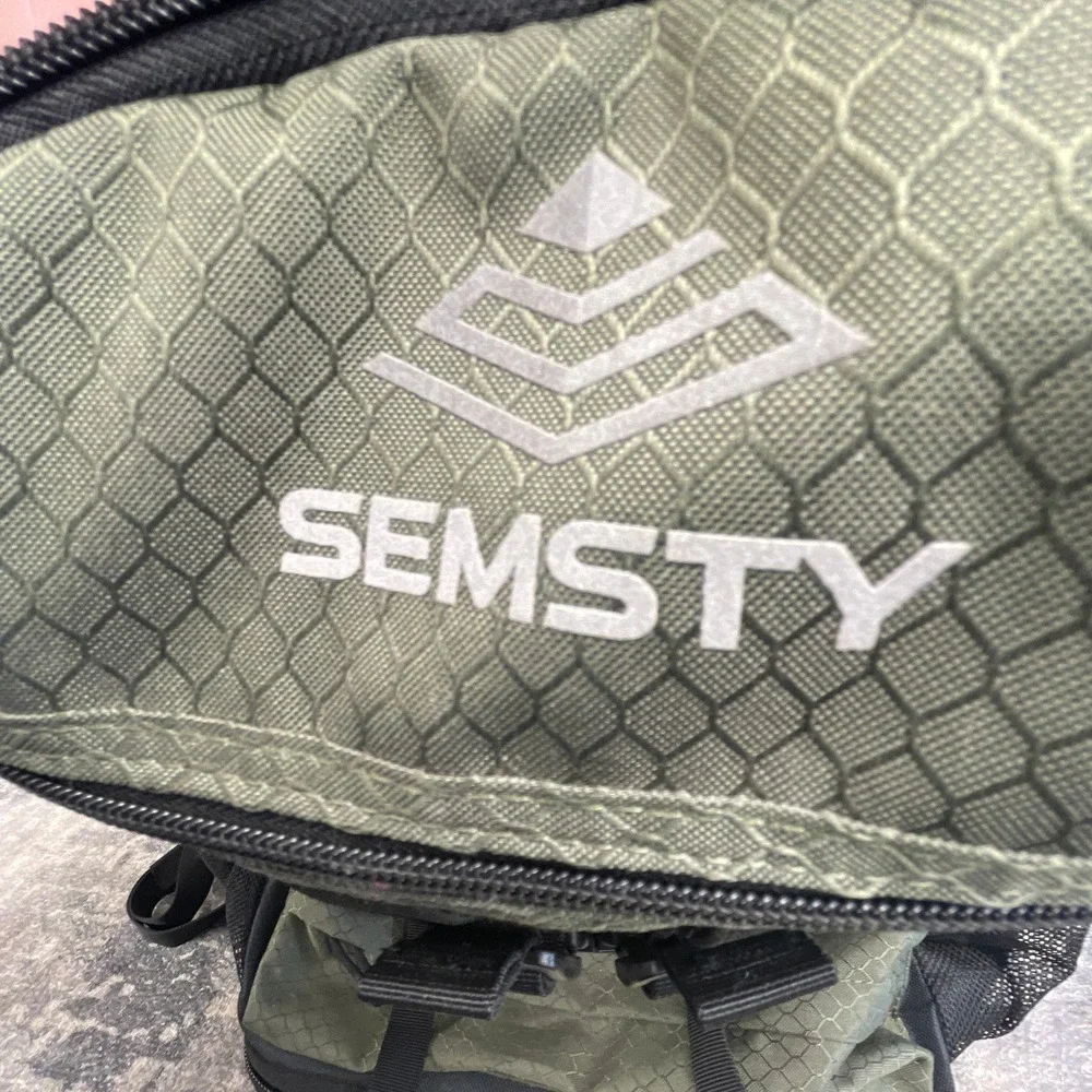 SEMSTY Outdoor Day Backpack Olive Green Black Polyester Multi-Zipper Ripstop